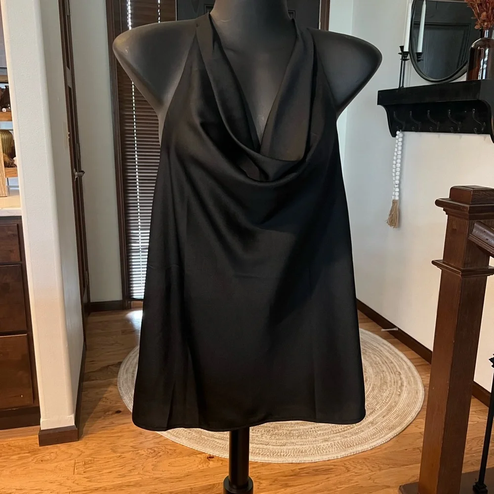 LOFT Satin Cowl Neck Cami Size Small Black - Picture 1 of 7